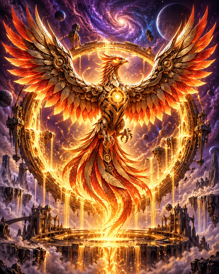 Clockwork Phoenix original cosmic game artwork
